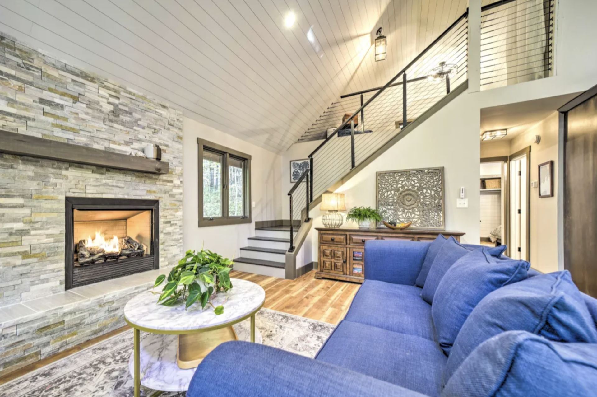 Living room with fireplace